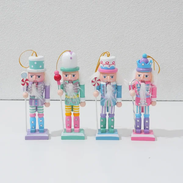 Wholesale 12cm Wooden Christmas Nutcracker Figurine Painted Soldier Ornament Set