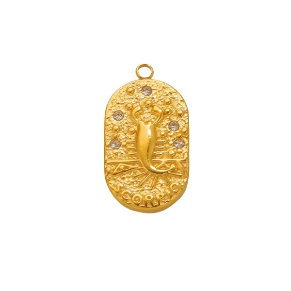 Wholesale Stainless Steel 18K Gold Plated Zodiac Pendants DIY Jewelry Accessories Unisex