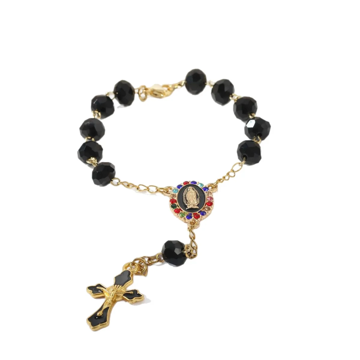 Wholesale Catholic rosary bracelet ornaments made of glass and crystal, pendants and gifts themed on the Virgin Mary Jesus cross - Image 5
