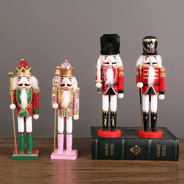 Wholesale Wood Nutcracker Figurine Christmas Decoration Handmade Carved Figurine Kids Toy Gift