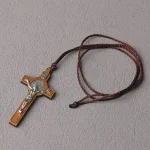 Mecrt Catholic Wooden Crucifix Pendant Religious Jesus cross Jewelry Devotion Souvenir Pocket Charm gifts Wholesale - Image 4