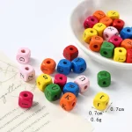 Wholesale Wood Square Beads 8 10mm Colorful Number Letter Beads for DIY Bracelet Jewelry Making - Image 2