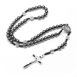 Catholic Hematite Black Stone Rosary Weighty Rosaries Bead Jewelry Wholesale - Image 4