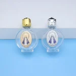 Glass jewelry holy water bottle ornament transparent glass 15ml container rose cover holy water bottle jewelry