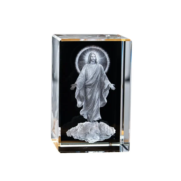 Catholic theme Jesus religious figure high transparent K9 crystal engraved cube ornament creative gift