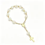 Catholic Gifts Beaded Rosary Bracelet with Gold Plated Virgin Mary Medal and Cross Crucifix Pendant - Image 2