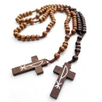 Constantine Cross Rosary Pendant 8mm Wooden Beads Peruvian Knot Handmade Religious Jewelry Pendant Wholesale - Image 2