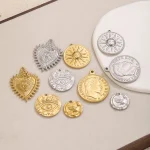 Wholesale Stainless Steel Vintage Evil Eye Heart Sun Face Napoleon Pendant Charm DIY Jewelry Accessories - Image 3