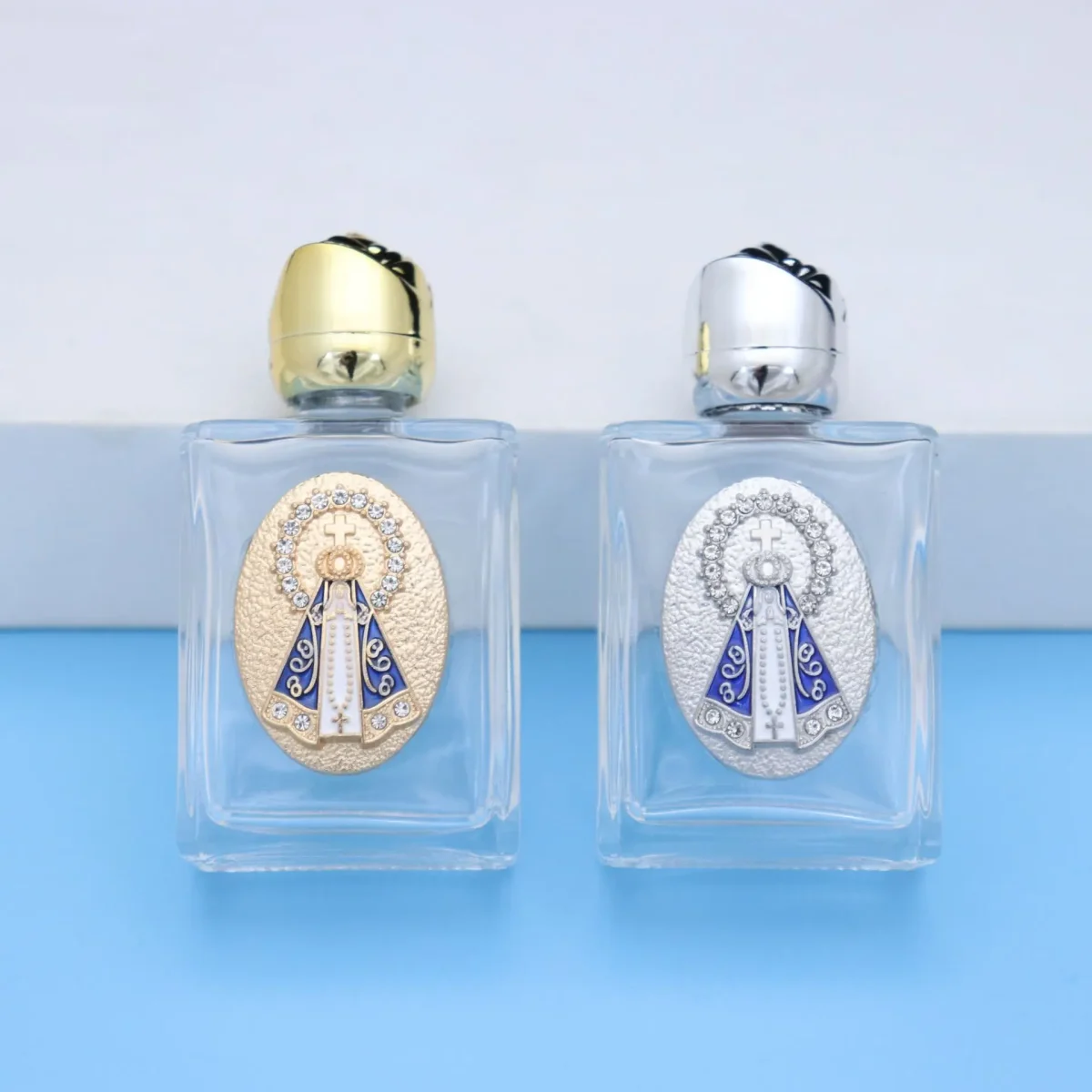 Glass jewelry holy water bottle ornament transparent glass 15ml container rose cover holy water bottle jewelry - Image 2