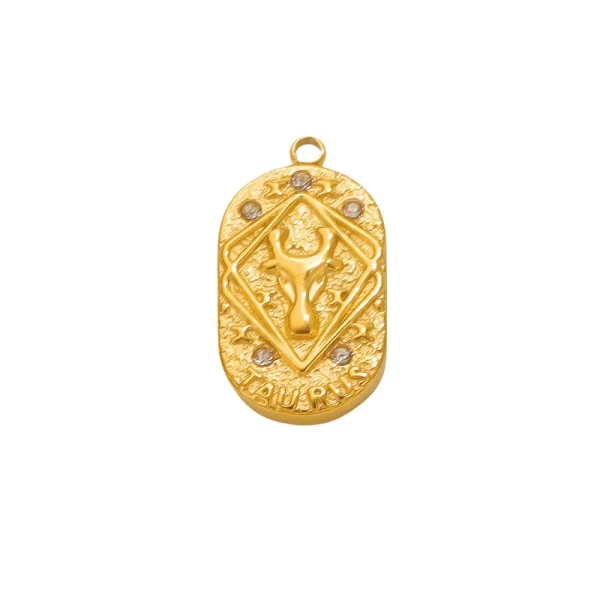 Wholesale Stainless Steel 18K Gold Plated Zodiac Pendants DIY Jewelry Accessories Unisex