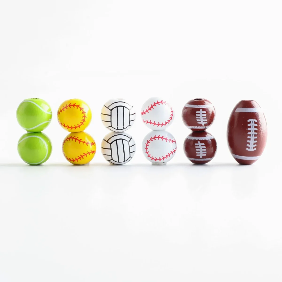 Wholesale Wood Sports Ball Beads Round Shape Loose Beads For DIY Bracelet Jewelry Making 16mm - Image 5