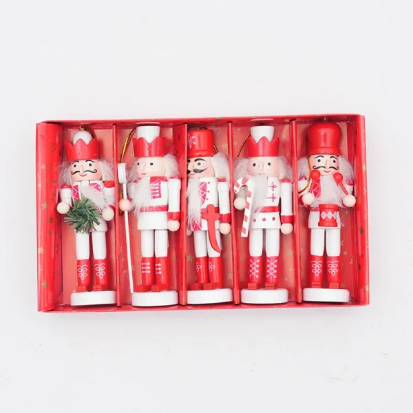 Wholesale 12cm Wooden Christmas Nutcracker Figurine Painted Soldier Ornament Set