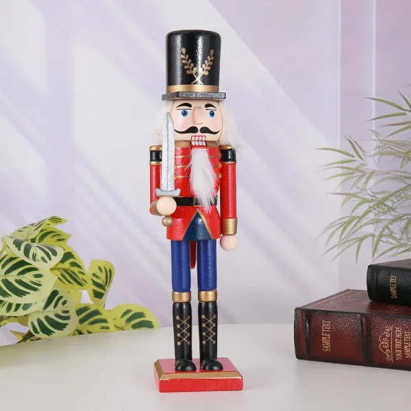 Wholesale Wood Nutcracker Soldier Pendant Ornament 30cm Christmas Gift Home Decoration Handmade Carved Figurine