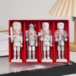Wholesale Wooden Nutcracker Soldier Figurine Christmas Home Decoration Ornament 4Pcs Set - Image 3