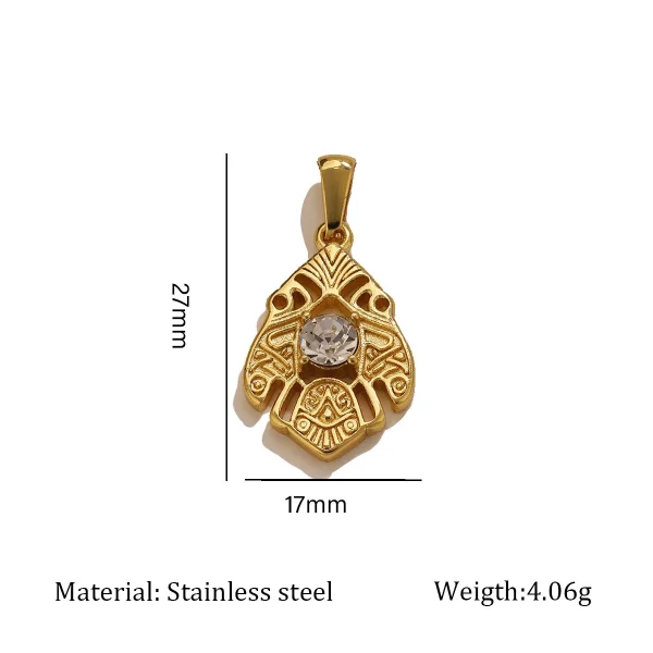 Wholesale Stainless Steel Rhinestone Pendant Gold Plated Vintage Cross Carved DIY Jewelry Accessories