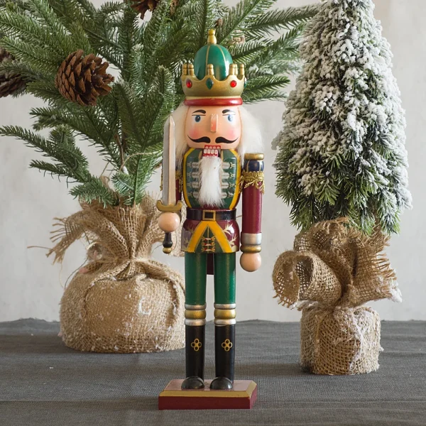 Wholesale 30cm Wood Nutcracker Soldier Figurine Vintage Christmas Home Decoration Handmade Painted