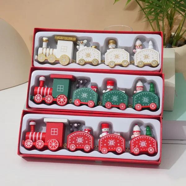 Wholesale Christmas Wooden Train Decoration DIY Assembly Toy Children Gift Home Decor