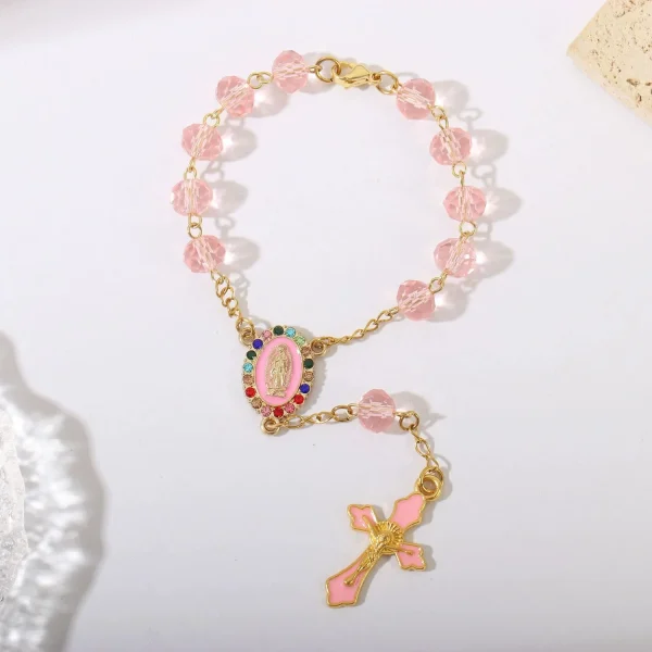 Wholesale Catholic rosary bracelet ornaments made of glass and crystal, pendants and gifts themed on the Virgin Mary Jes