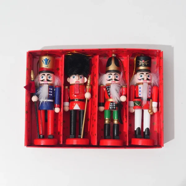 Wholesale Wooden Nutcracker Soldier Figurine Christmas Home Decoration Ornament 4Pcs Set