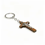 Wood Catholic Crucifix Keychain with Jesus INRI, Wooden Religious Cross Pendant Gift - Image 4