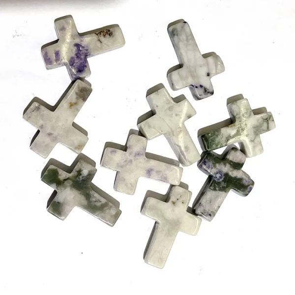 Wholesale Natural Stone Cross Pendant No Hole Charm DIY Jewelry Accessories Unisex
