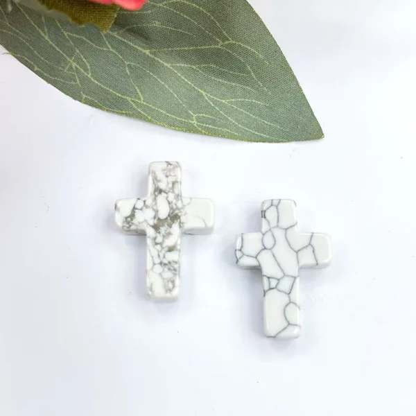 Wholesale Natural Stone Cross Pendant No Hole Charm DIY Jewelry Accessories Unisex