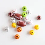 Wholesale Wood Sports Ball Beads Round Shape Loose Beads For DIY Bracelet Jewelry Making 16mm