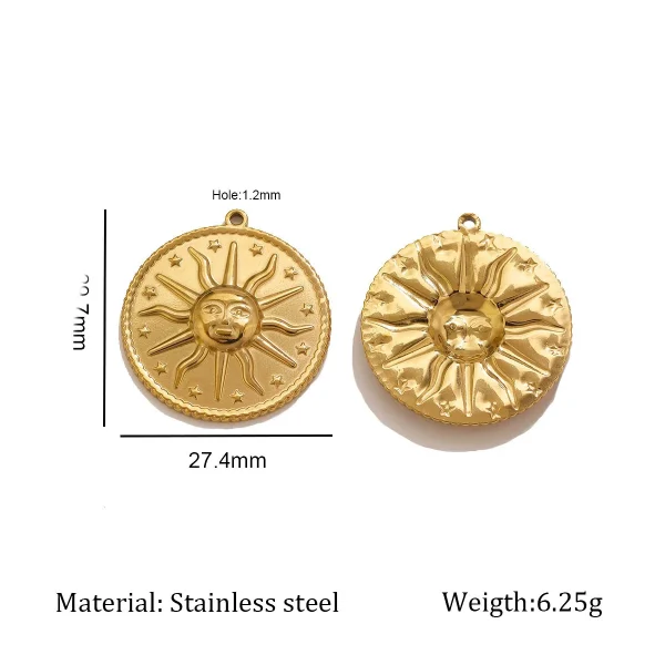 Wholesale Stainless Steel Vintage Evil Eye Heart Sun Face Napoleon Pendant Charm DIY Jewelry Accessories
