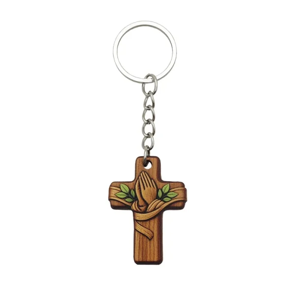 Wholesale Zinc Alloy Cross Keychain Prayer Hands Souvenir Gift Party Memorial
