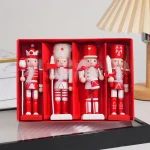 Wholesale Wooden Nutcracker Soldier Figurine Christmas Home Decoration Ornament 4Pcs Set