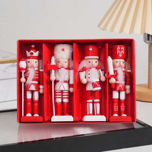 Wholesale Wooden Nutcracker Soldier Figurine Christmas Home Decoration Ornament 4Pcs Set