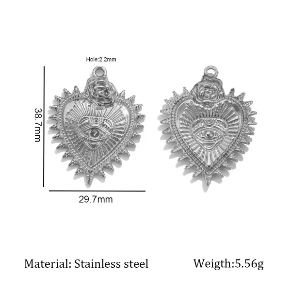 Wholesale Stainless Steel Vintage Evil Eye Heart Sun Face Napoleon Pendant Charm DIY Jewelry Accessories