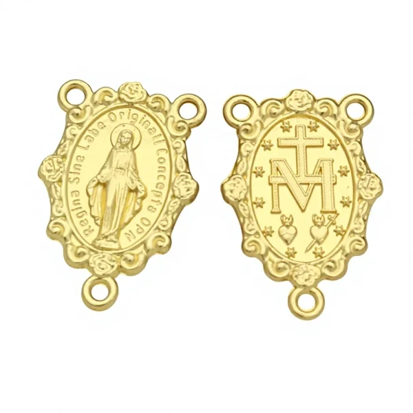 Cross Rose Virgin for Three-Way Triangle Catholicism Antique Silver Plated Religious Jewelry Accessories Rosary Necklace