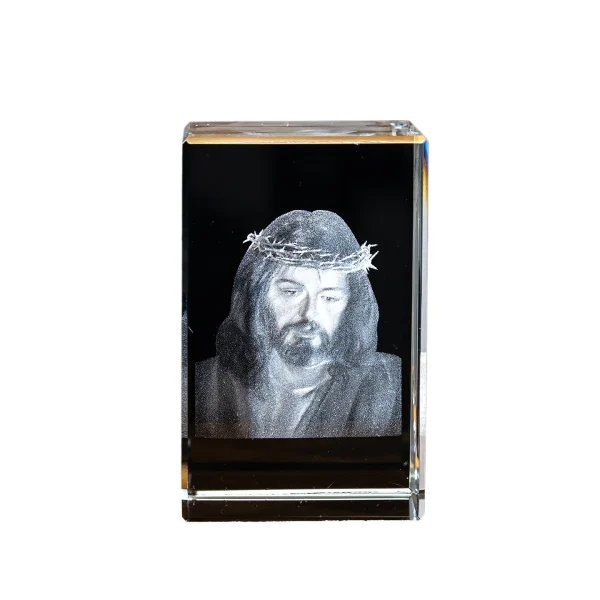 Catholic theme Jesus religious figure high transparent K9 crystal engraved cube ornament creative gift