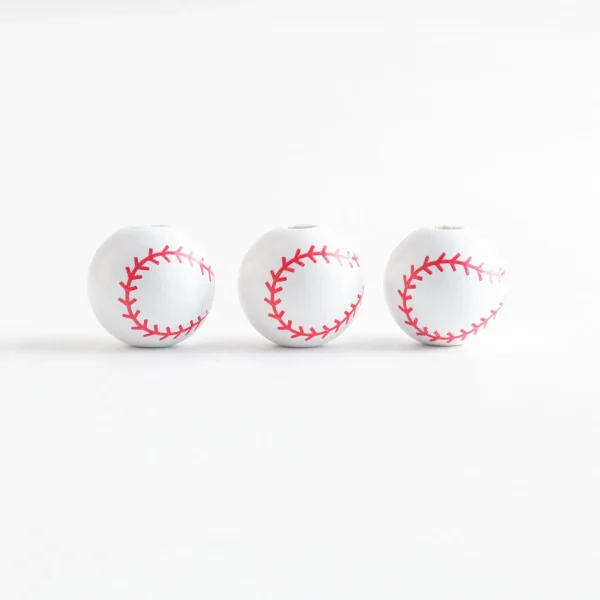 Wholesale Wood Sports Ball Beads Round Shape Loose Beads For DIY Bracelet Jewelry Making 16mm