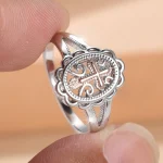 Retro copper silver cross hollow lace ring simple personality exaggerated platinum bottom ring - Image 2