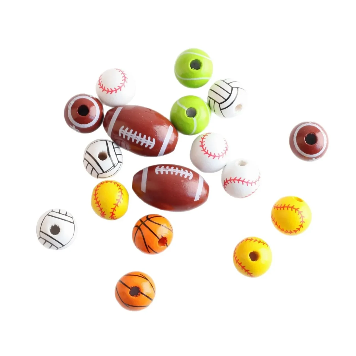 Wholesale Wood Sports Ball Beads Round Shape Loose Beads For DIY Bracelet Jewelry Making 16mm - Image 2