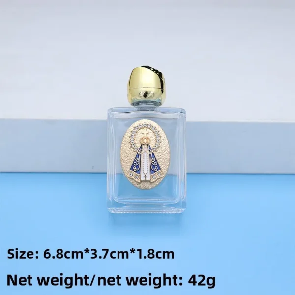 Glass jewelry holy water bottle ornament transparent glass 15ml container rose cover holy water bottle jewelry