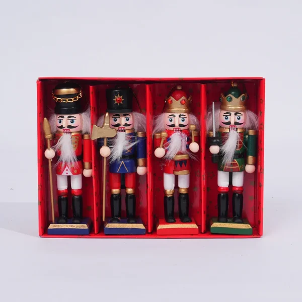 Wholesale Wooden Nutcracker Soldier Figurine Christmas Home Decoration Ornament 4Pcs Set