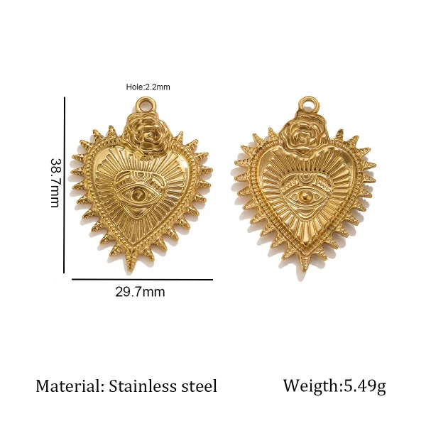 Wholesale Stainless Steel Vintage Evil Eye Heart Sun Face Napoleon Pendant Charm DIY Jewelry Accessories