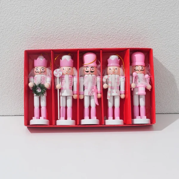Wholesale 12cm Wooden Christmas Nutcracker Figurine Painted Soldier Ornament Set