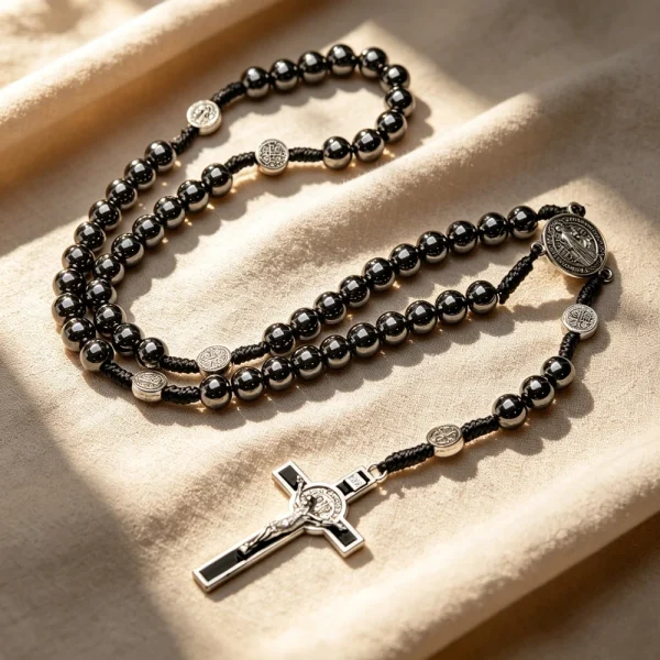 Catholic Hematite Black Stone Rosary Weighty Rosaries Bead Jewelry Wholesale