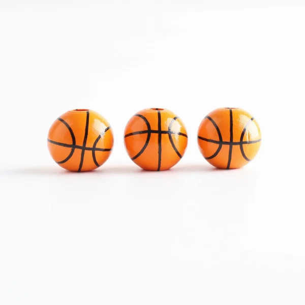 Wholesale Wood Sports Ball Beads Round Shape Loose Beads For DIY Bracelet Jewelry Making 16mm