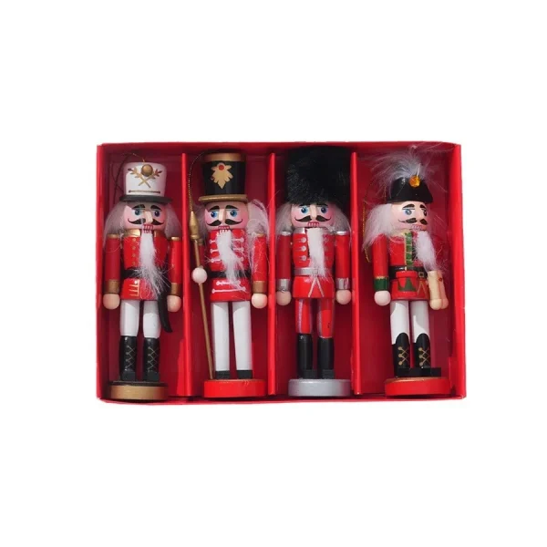 Wholesale Wooden Nutcracker Soldier Figurine Christmas Home Decoration Ornament 4Pcs Set
