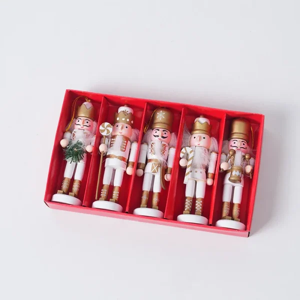 Wholesale 12cm Wooden Christmas Nutcracker Figurine Painted Soldier Ornament Set