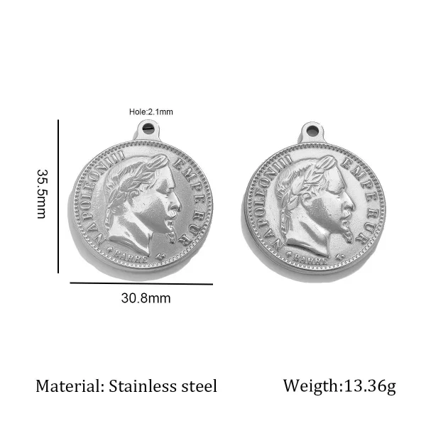 Wholesale Stainless Steel Vintage Evil Eye Heart Sun Face Napoleon Pendant Charm DIY Jewelry Accessories