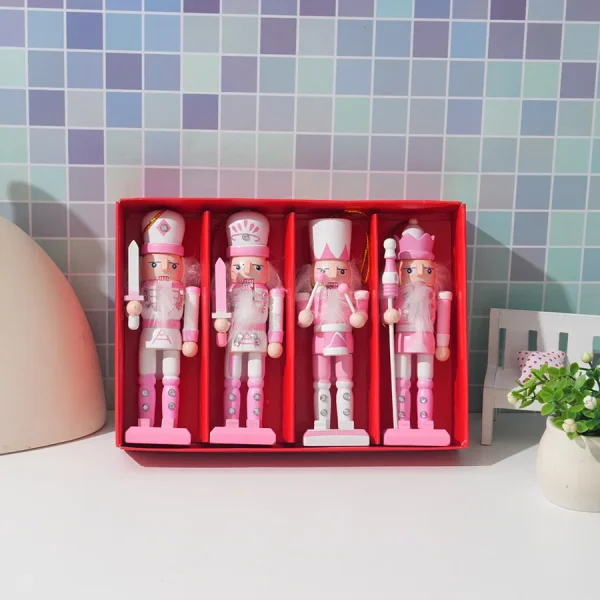 Wholesale Wooden Nutcracker Soldier Figurine Christmas Home Decoration Ornament 4Pcs Set