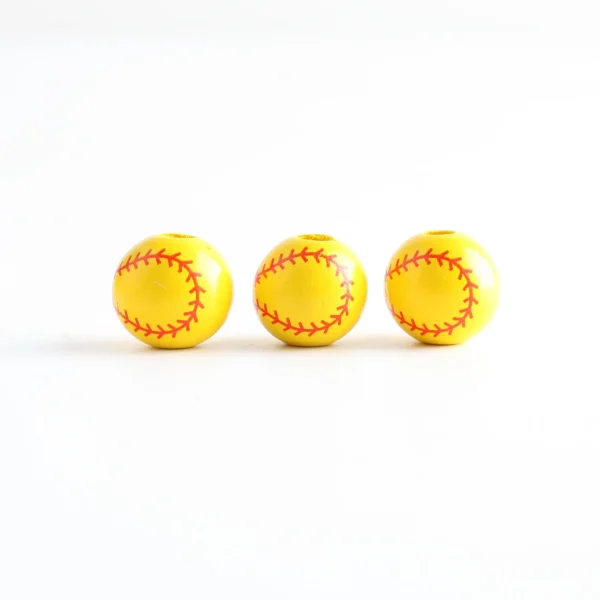 Wholesale Wood Sports Ball Beads Round Shape Loose Beads For DIY Bracelet Jewelry Making 16mm
