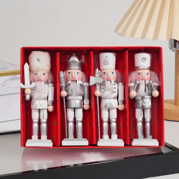Wholesale Wooden Nutcracker Soldier Figurine Christmas Home Decoration Ornament 4Pcs Set