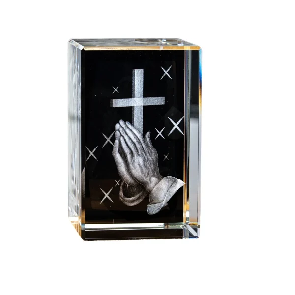 Catholic theme Jesus religious figure high transparent K9 crystal engraved cube ornament creative gift
